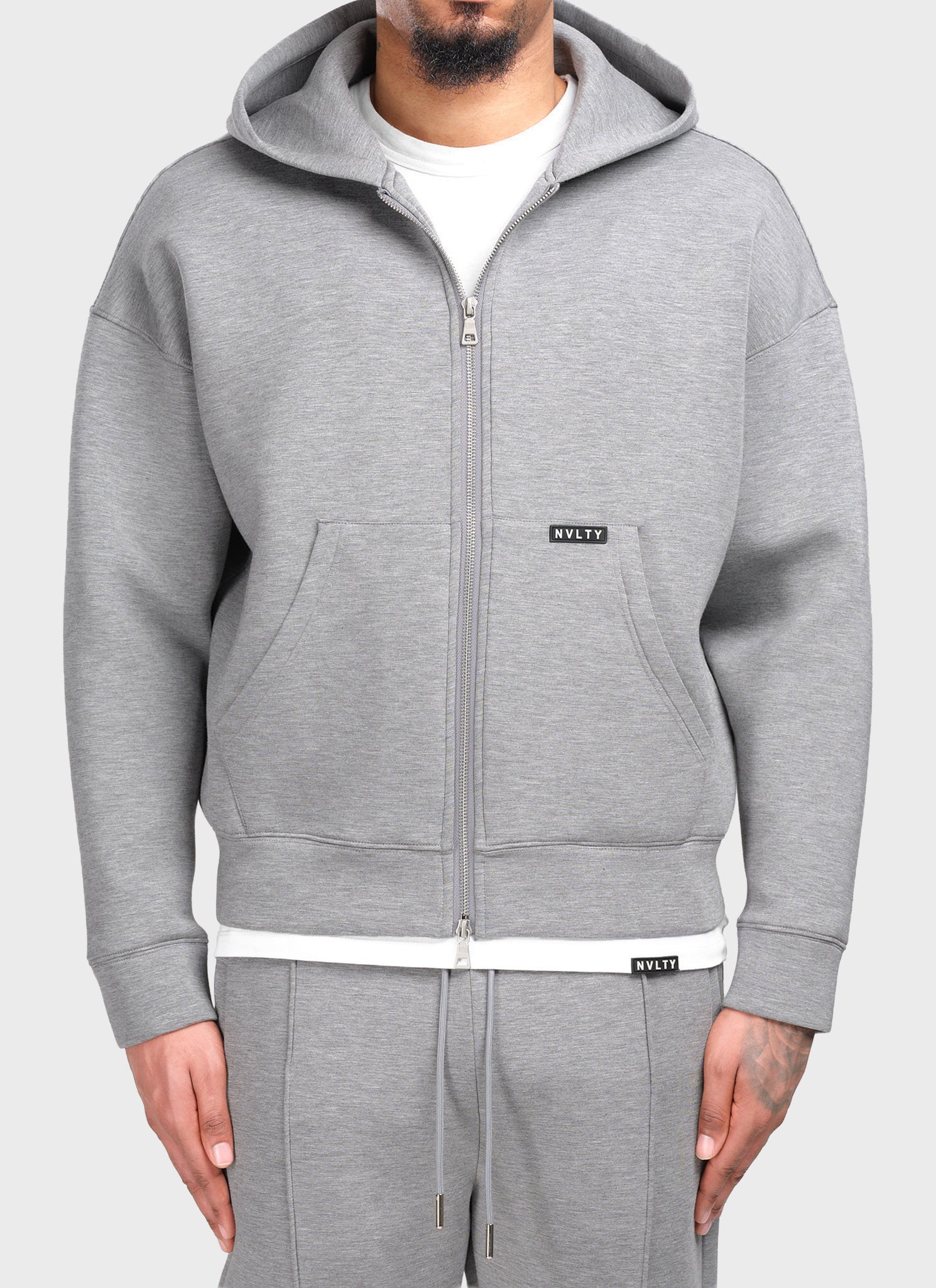Strukturierter Scuba-Kapuzenpullover mit Reißverschluss - Grau