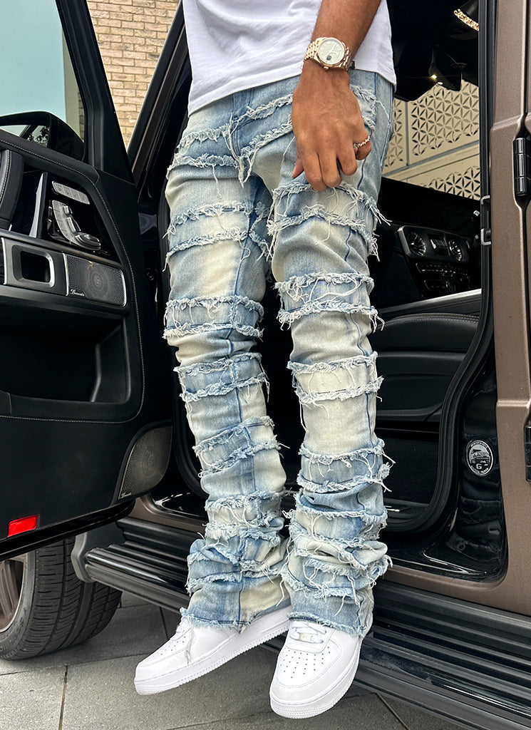 Vintage Flare Thread Jeans - Blau