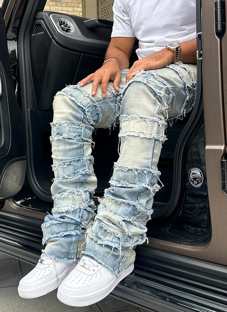 Vintage Flare Thread Jeans - Blau