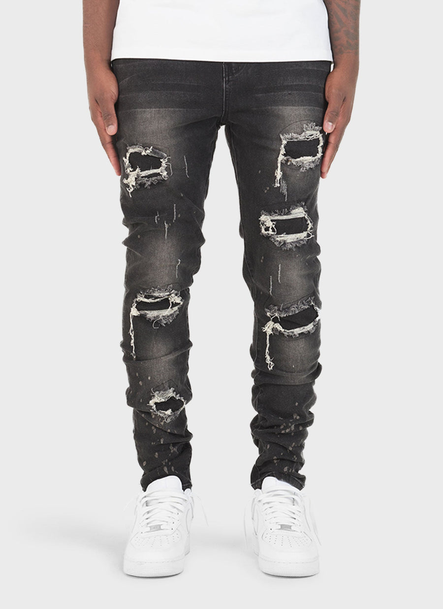Triple Patchwork Jeans - Grey