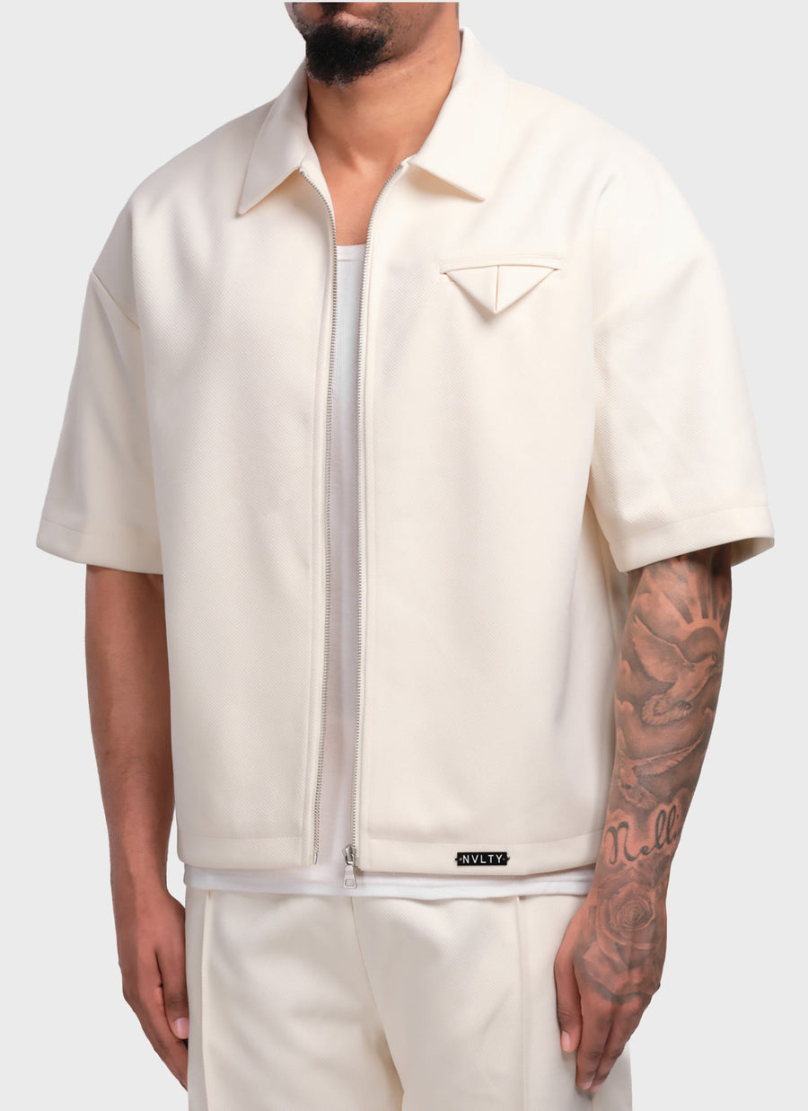 Twill Pocket Square Shirt - Ivory