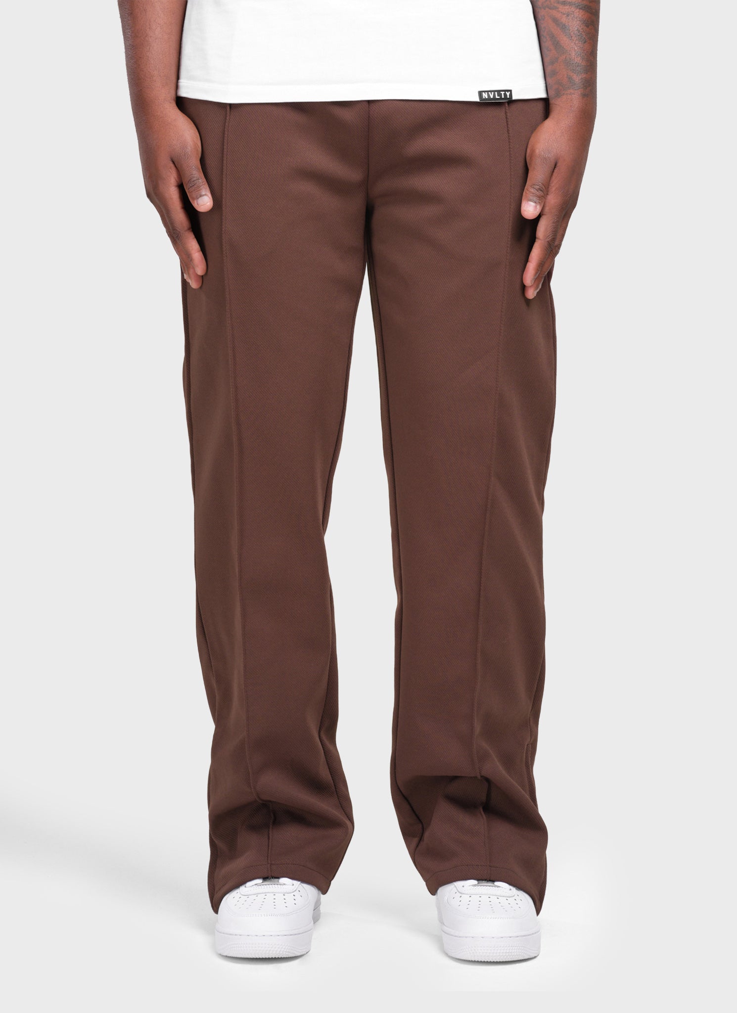 Bundfaltenhose aus Twill - Braun