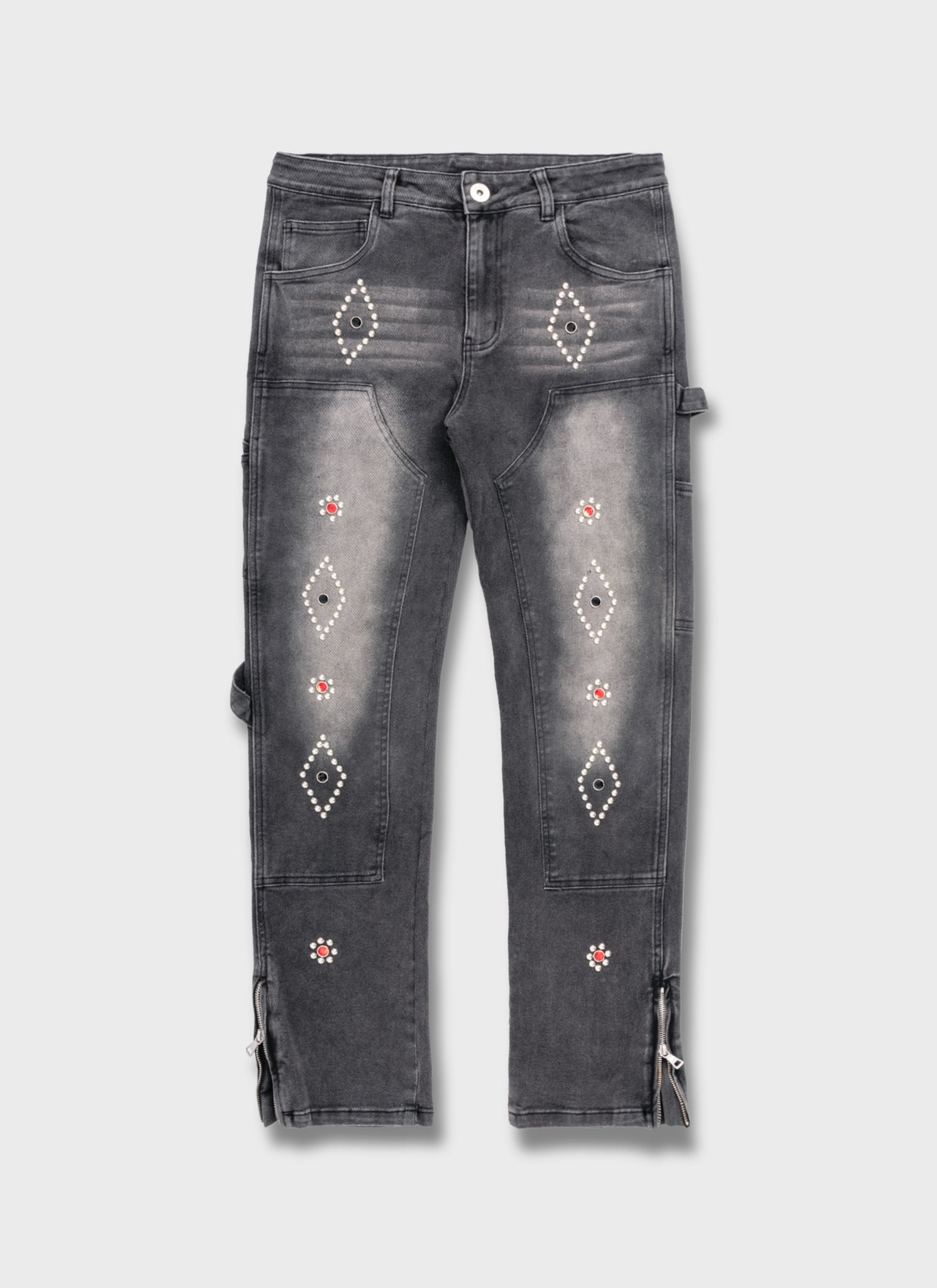 Vintage Carpenter Studded Jeans - Black