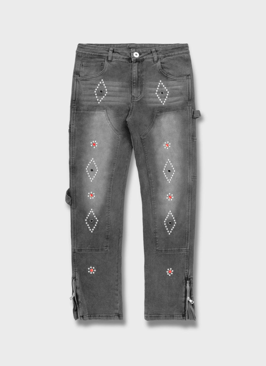 Vintage Carpenter Studded Jeans - Black