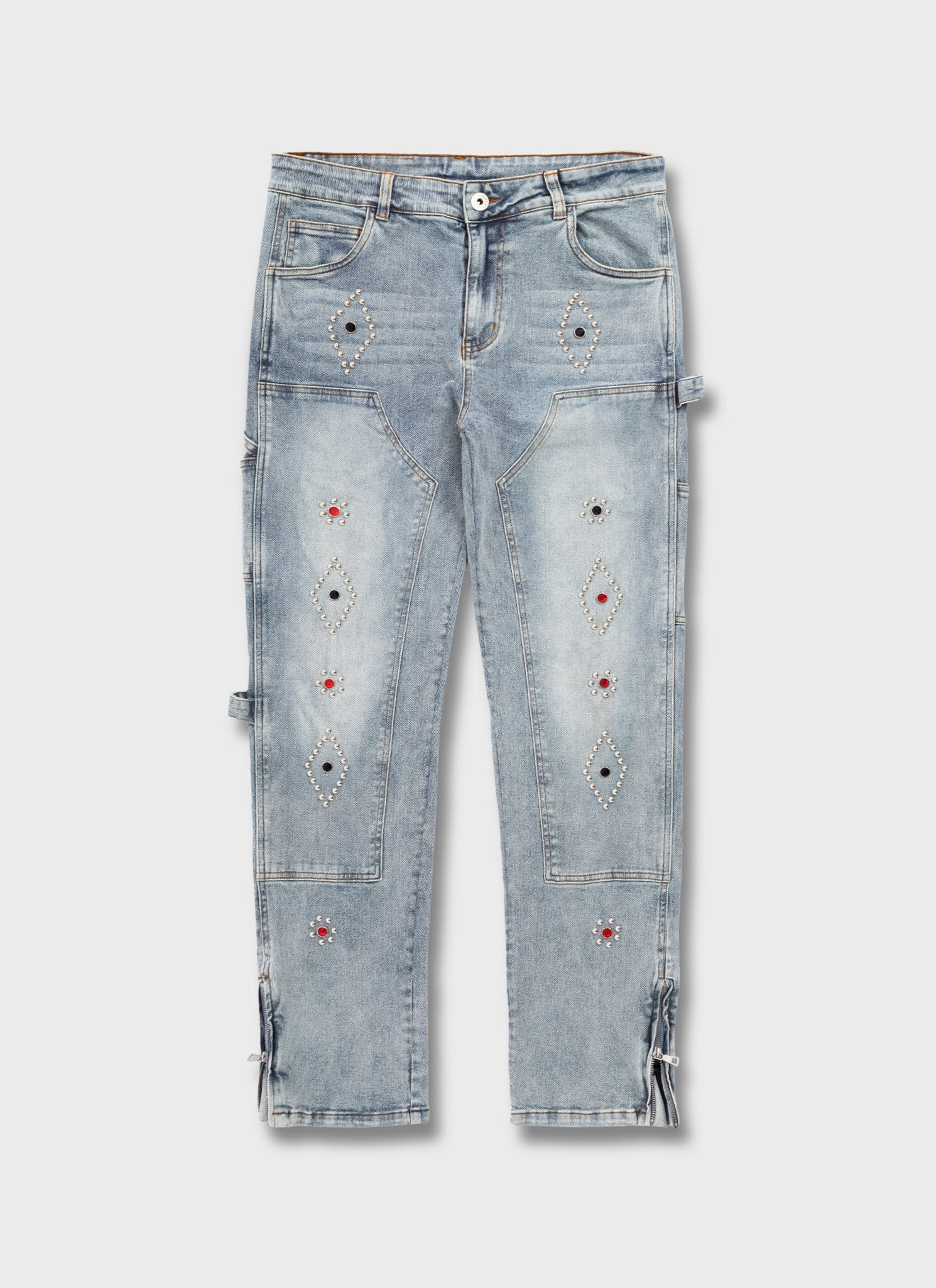 Vintage Carpenter Studded Jeans - Blue