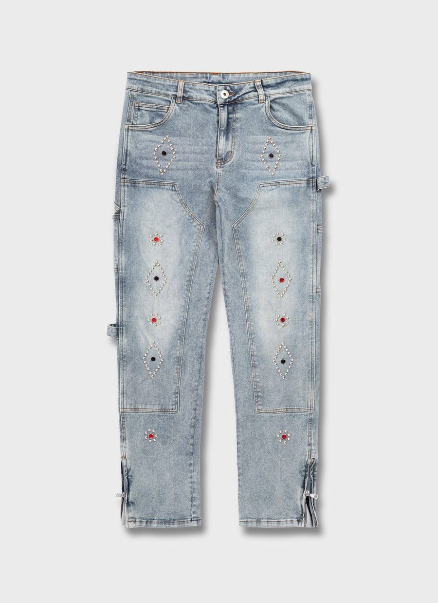 Vintage Carpenter Studded Jeans - Blue