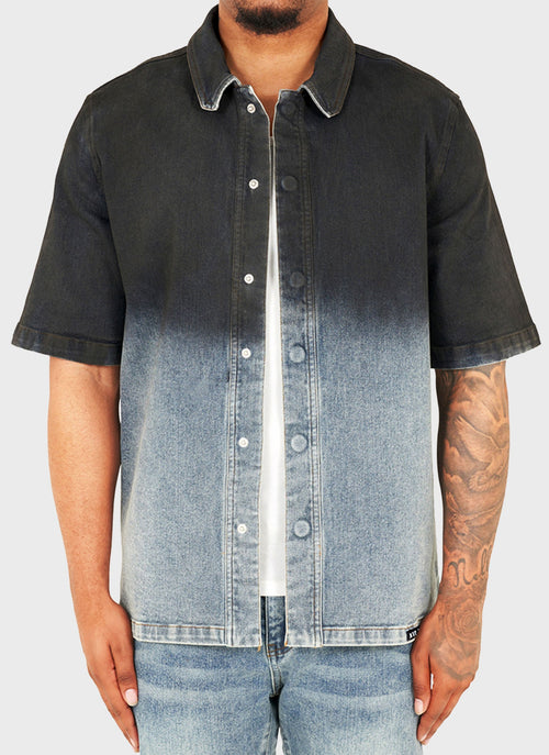 Vintage Deep Fade Denim Hemd - Blau