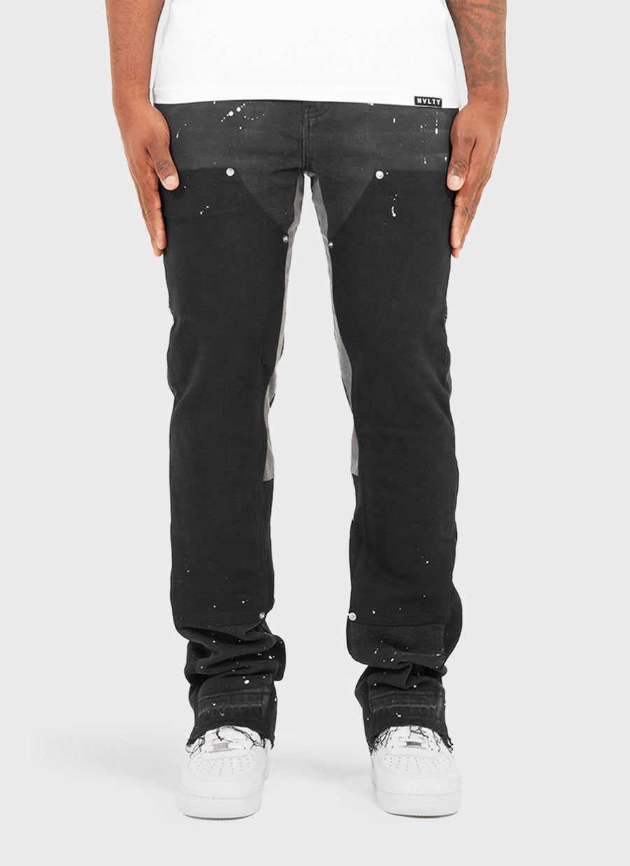 Vintage Flare Carpenter Paint Jeans – Schwarz