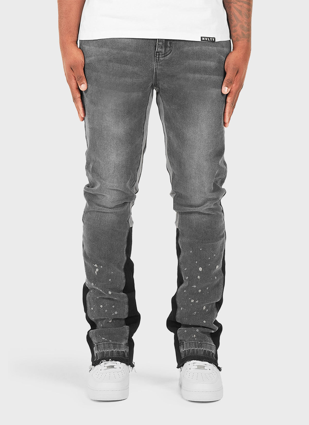 Vintage Flare Paint Jeans - Grey