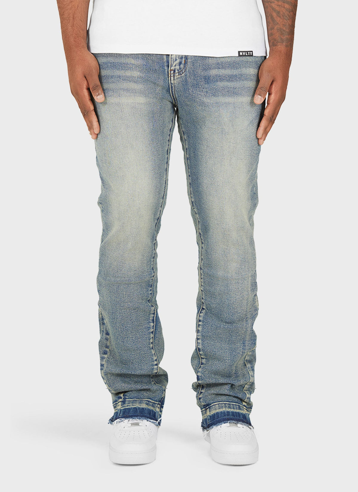 Vintage Flare Washed Jeans - Blue