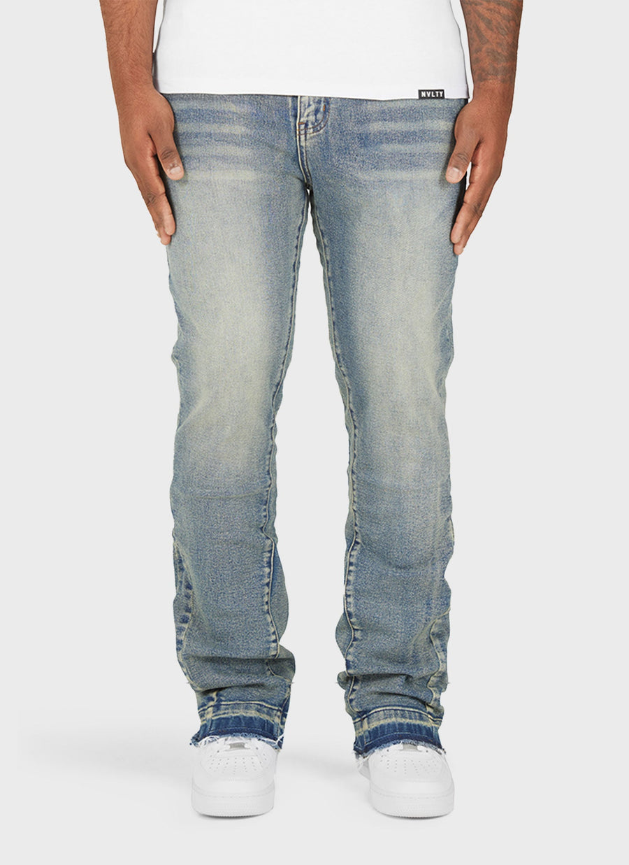 Vintage Flare Washed Jeans - Blue