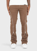 Vintage Flare Zipper Jeans - Brown