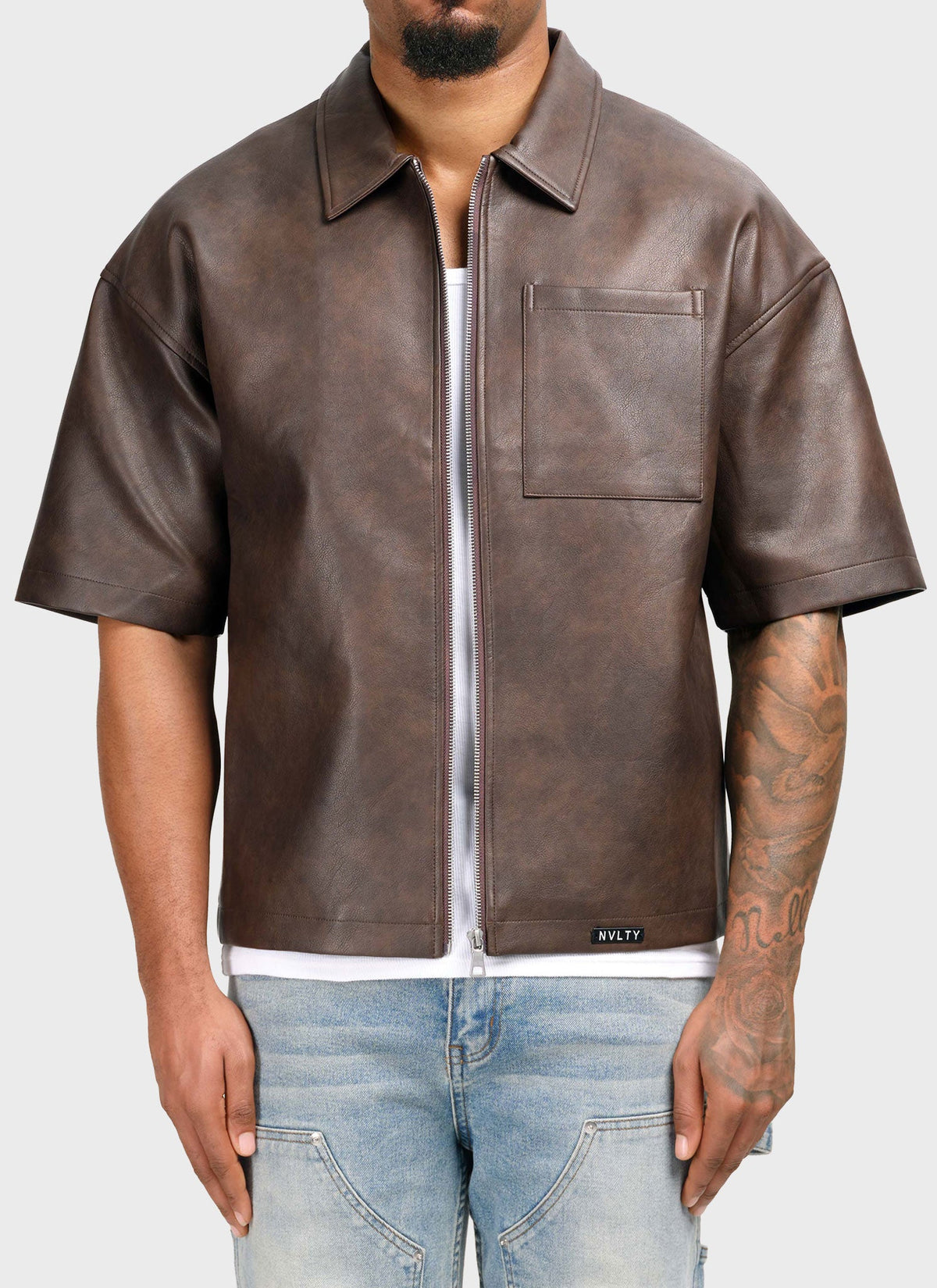 Vintage Heavyweight Leather Shirt - Brown
