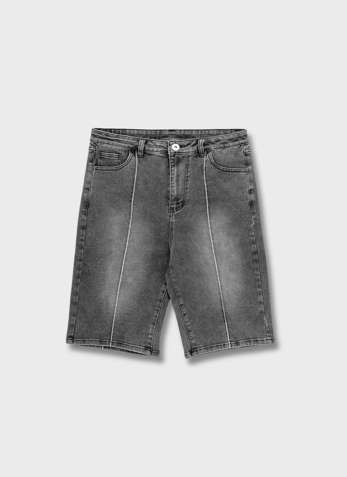 Vintage Pleat Denim Shorts - Grey