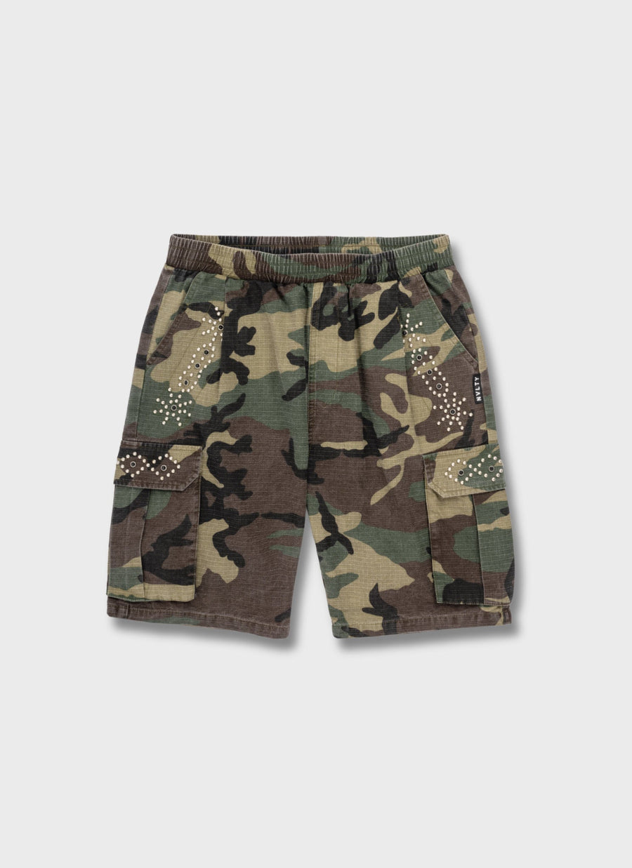 Vintage Cargo-Shorts mit Nieten - Camo