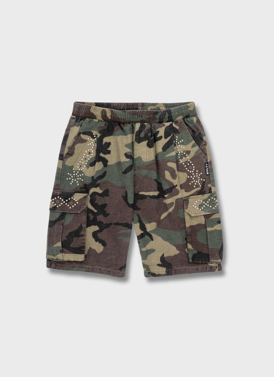 Vintage Cargo-Shorts mit Nieten - Camo