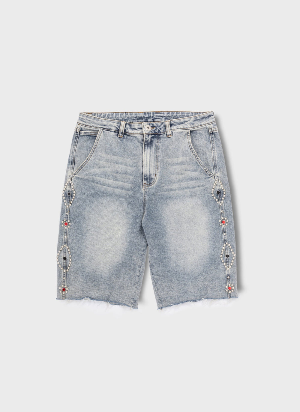 Vintage Jeansshorts mit Nieten - Blau