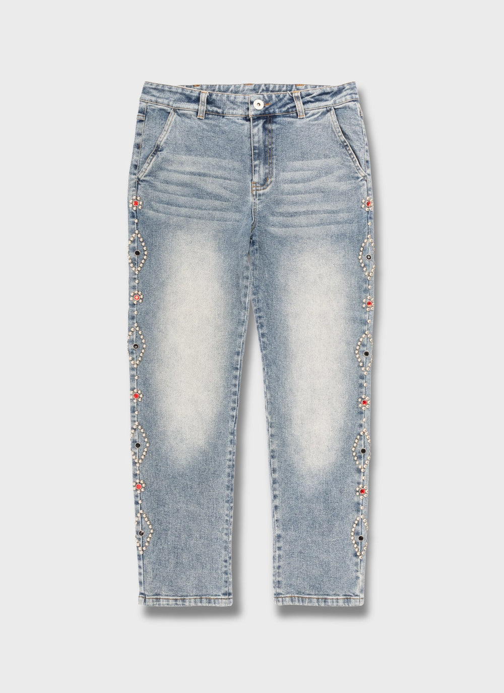 Vintage Jeans mit Nieten - Blau