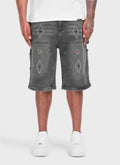 Vintage Carpenter Studded Denim Shorts - Black