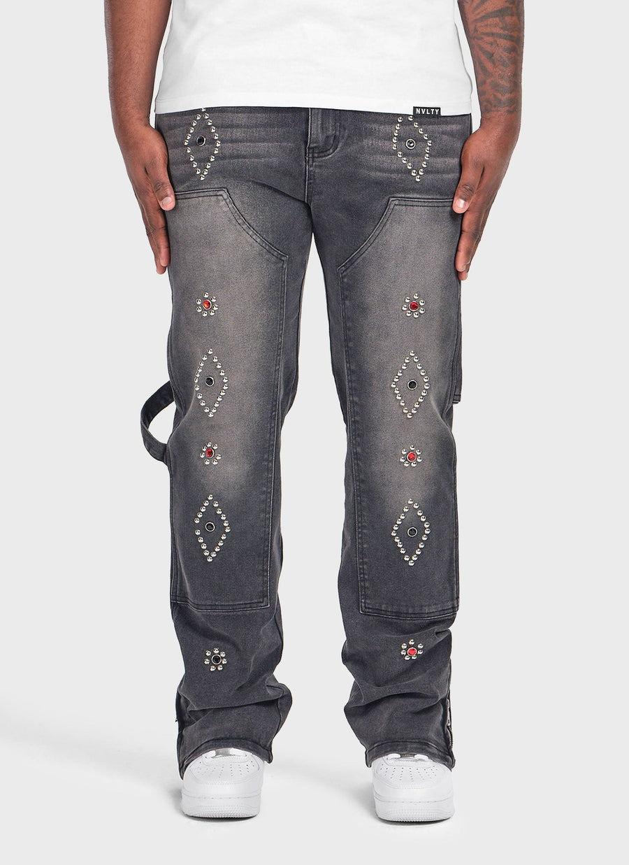 Vintage Carpenter Studded Jeans - Black