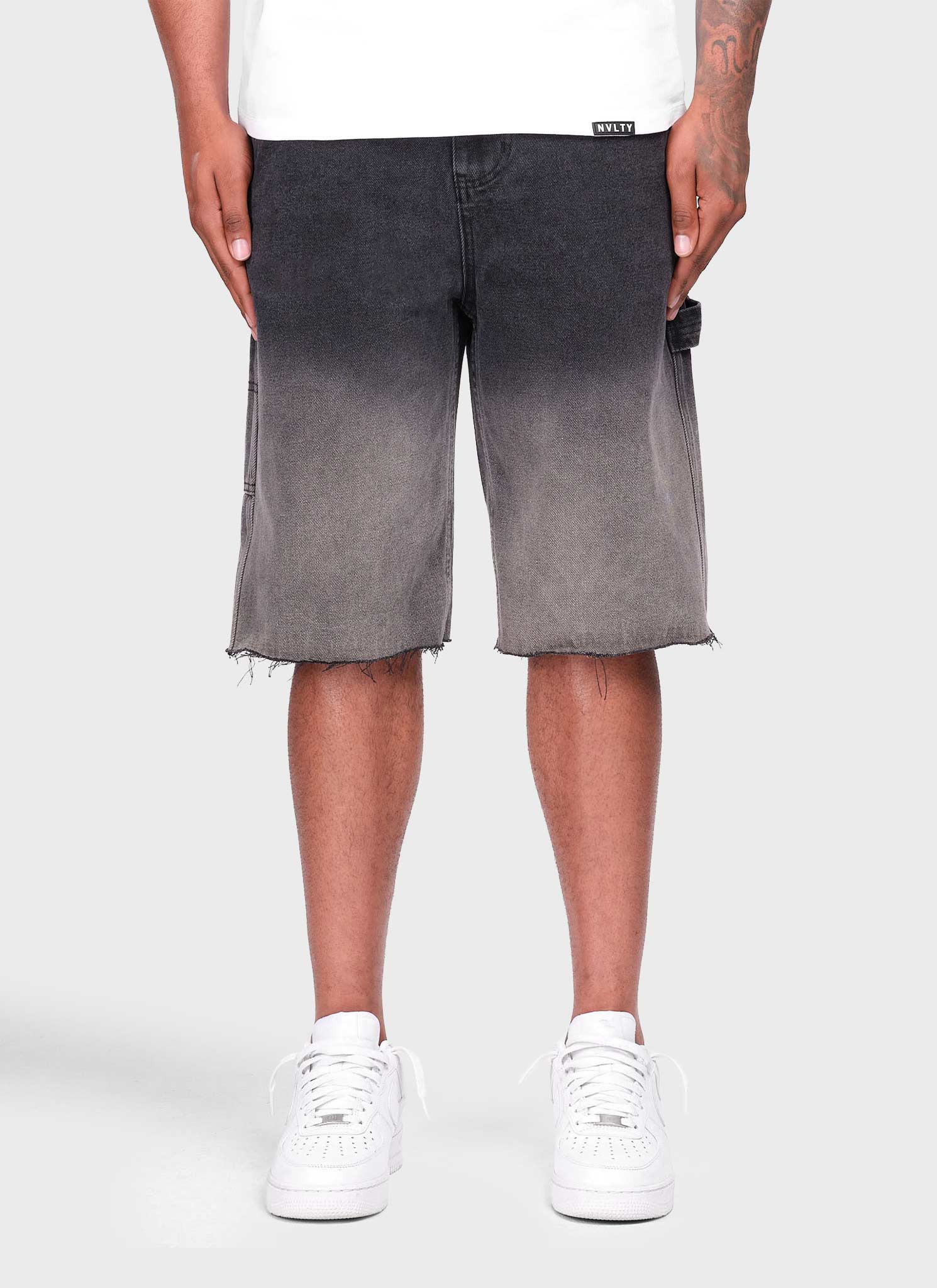 Vintage Deep Fade Denim Shorts - Schwarz