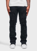 Vintage Flare Ripped & Repaired Jeans - Black