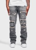 Vintage Flare Ripped & Repaired Jeans - Grey