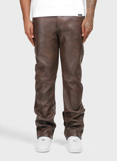 Vintage Heavyweight Leather Pants - Brown
