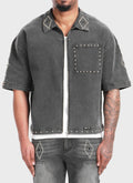 Vintage Studded Denim Shirt - Black