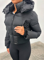 Cinched Waist Puffer Jacket - Black