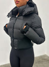 Cinched Waist Puffer Jacket - Black