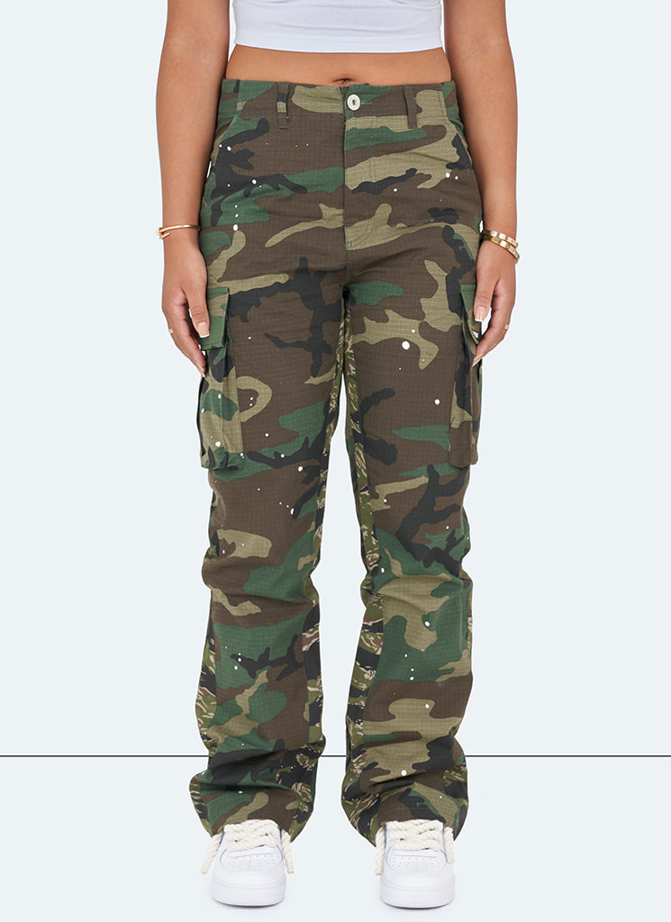 Vintage Flare Cargos – Tarnfarbe