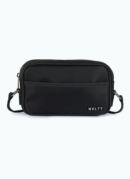 Logo Zipper Crossbody Bag - Black