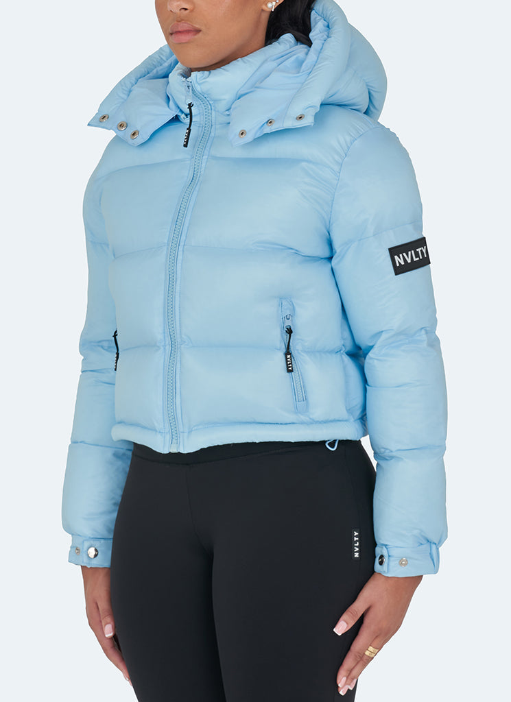 Shiny Puffer Jacket - Baby Blue