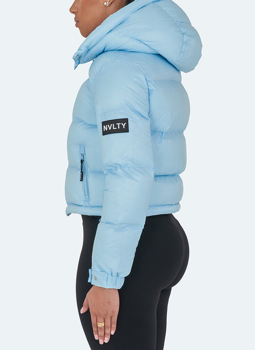 Shiny Puffer Jacket - Baby Blue