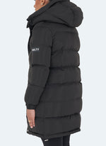 Long Essential Puffer Jacket - Black