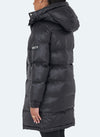 Long Shiny Puffer Jacket - Black