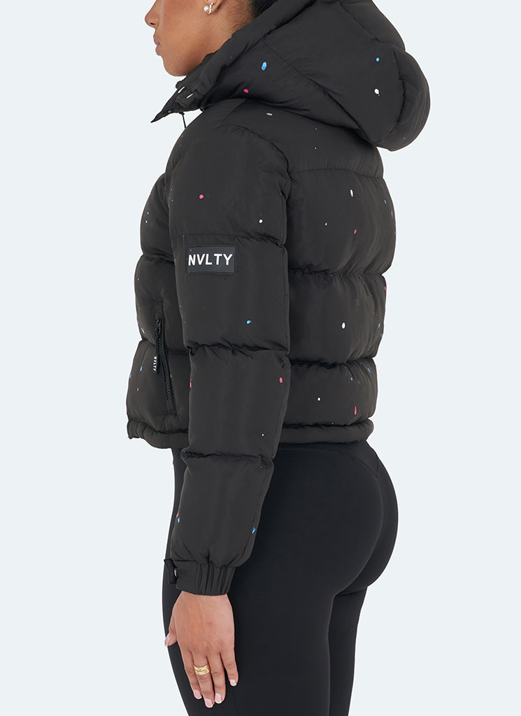 NVLTY - Womens Paint Puffer Jacket - Black – EU - N V L T Y