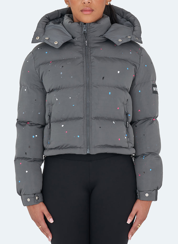 Paint Puffer Jacket - Charcoal Grey