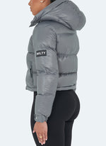 Shiny Puffer Jacket - Charcoal Grey