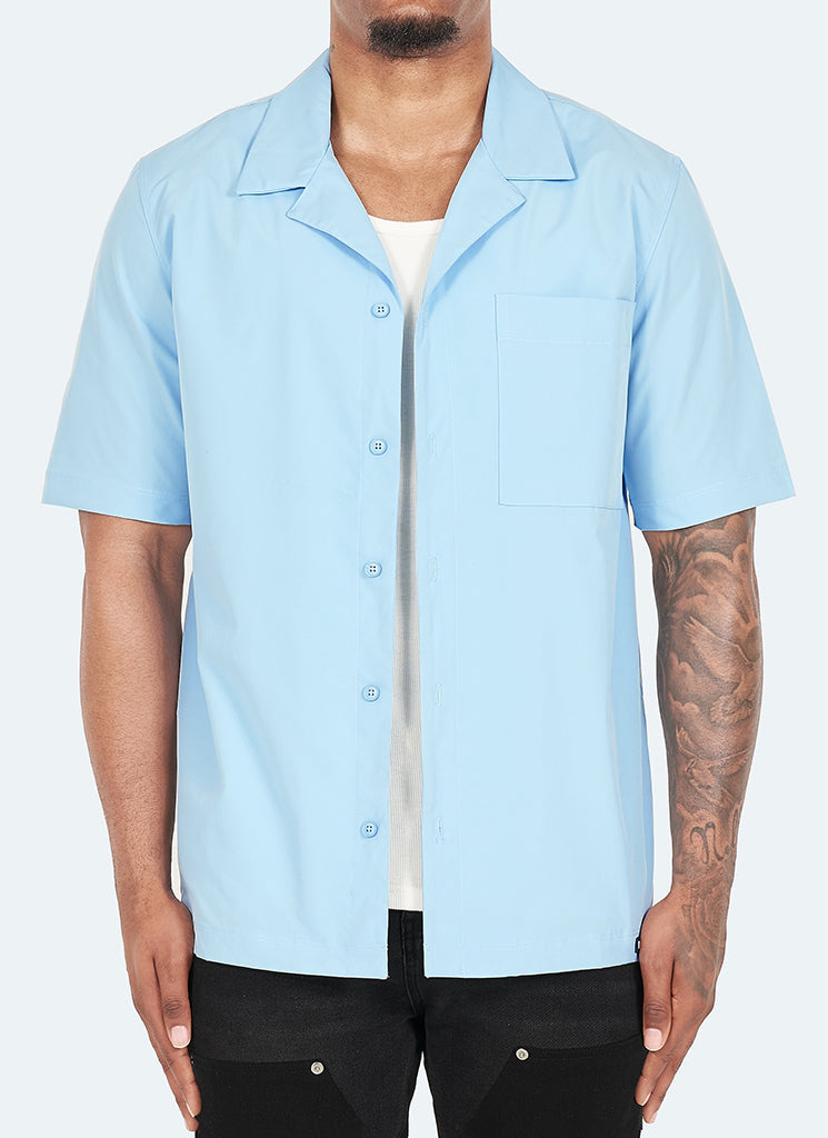 Essential Open Collar Shirt - Light Blue