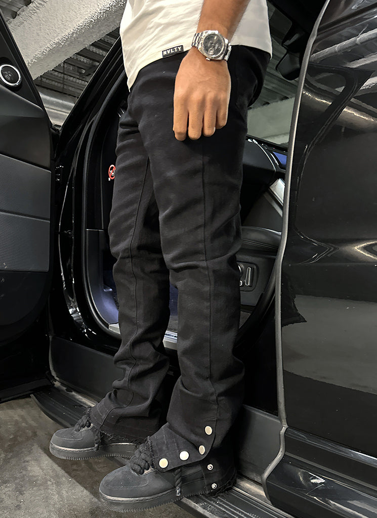 Vintage Flare Snapper Jeans – Schwarz