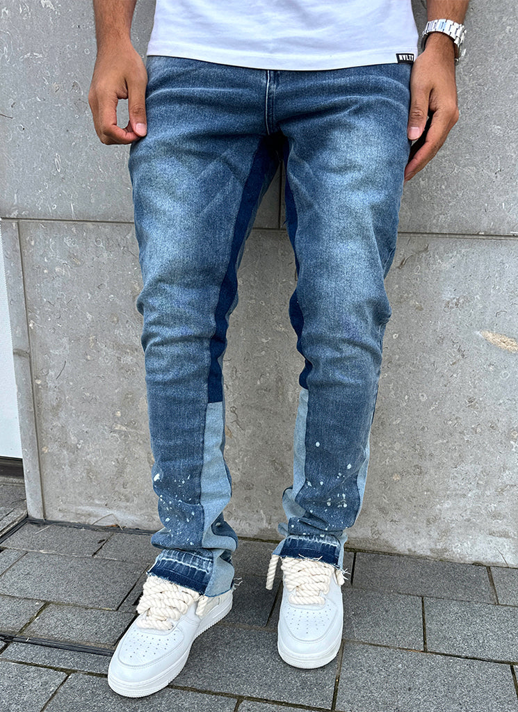 Jean évasé Vintage Paint - Bleu