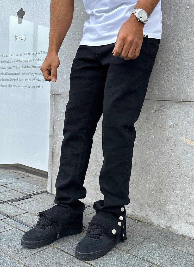 Vintage Flare Snapper Jeans – Schwarz