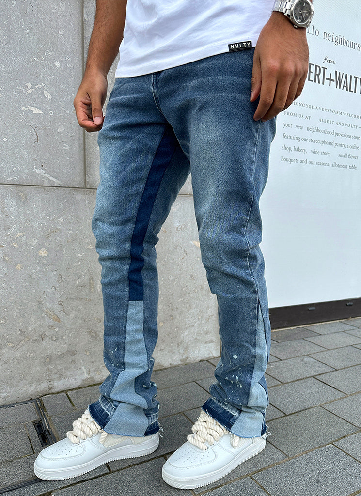 Jean évasé Vintage Paint - Bleu