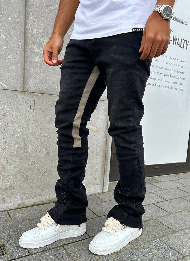 Vintage Flare Paint Jeans - Black