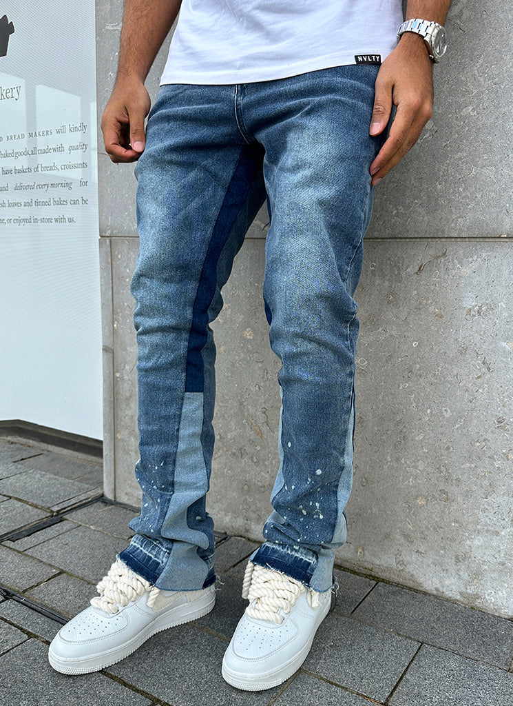 Jean évasé Vintage Paint - Bleu