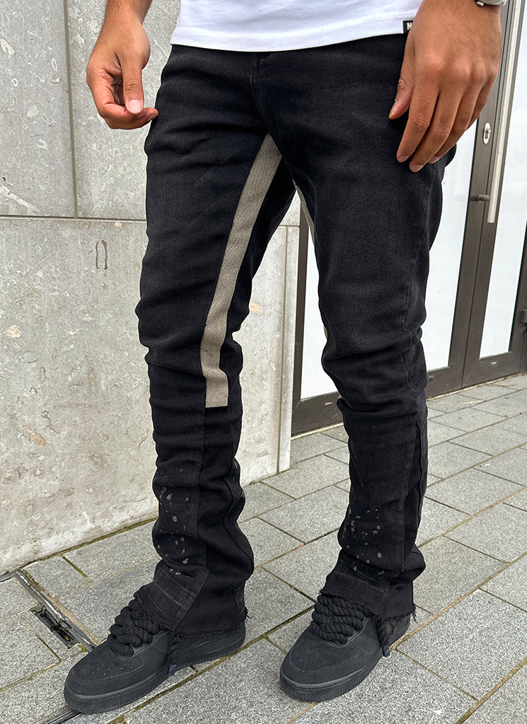 Vintage Flare Paint Jeans - Black