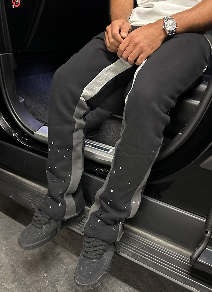 Vintage Flare Paint Joggers - Black