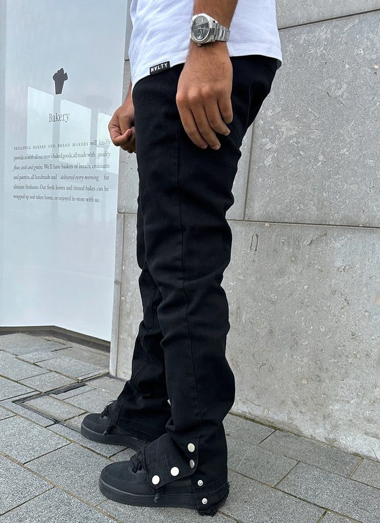 Vintage Flare Snapper Jeans – Schwarz